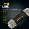 USB-tikku INTENSO Twist Line 256 GB Antrasiitinharmaa (2 osaa)