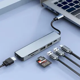 USB-разветвитель CoolBox COO-DOCK-C-61 Серый 100 W
