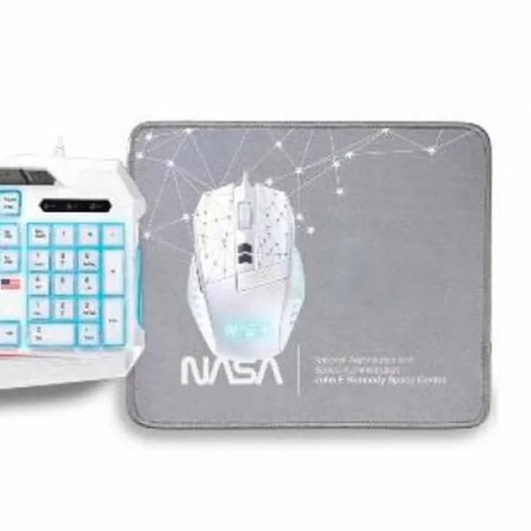 Keyboard and Mouse NASA ANDROMEDA4IN1-W White Multicolour Spanish Qwerty