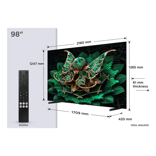 Viedais TV TCL 98C7K 98" 4K Ultra HD HDR QD Mini LED
