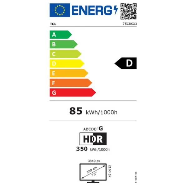 Viedais TV TCL 75C8K 4K Ultra HD 75" ULED HDR10+ Google Assistant