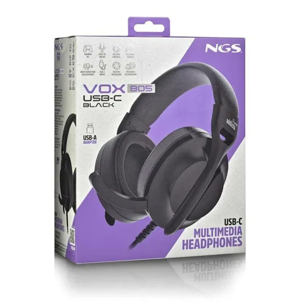 Austiņas NGS VOX805USBCBLACK