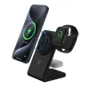 Crong MagSpot Pivot Stand - 3-in-1 Wireless Charger with MagSafe for iPhone, Apple Watch, and AirPods (Black)