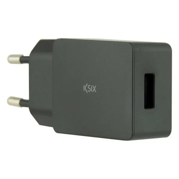 Sienas Lādētājs + USB A uz USB C Kabelis KSIX USB Melns