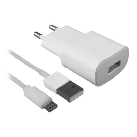 Seinälatu + MFI Sertifioitu Lightning Kaapeli Contact Apple-compatible 2.1A Valkoinen