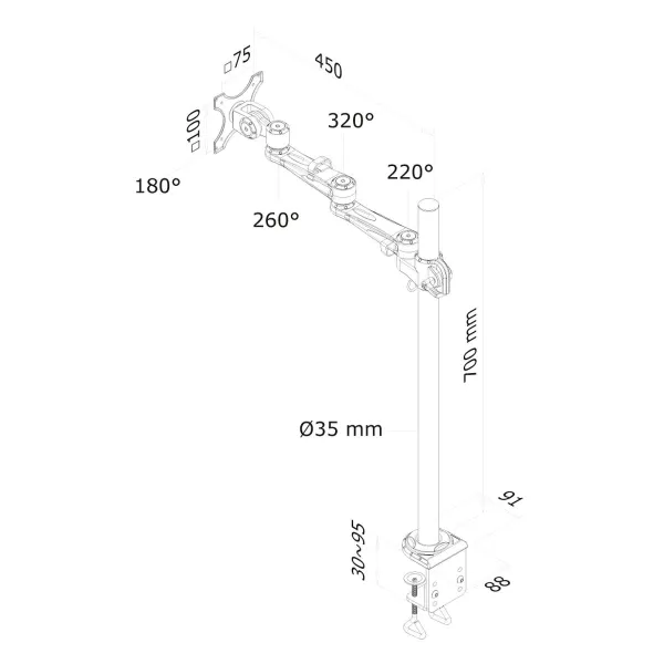 Screen Table Support Neomounts FPMA-D935POLE70 10" 30