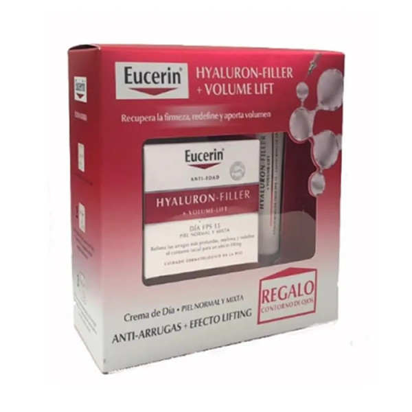 Дневной крем Eucerin Pack Hyaluron-Filler Volume-Lift для нормальной и комбинированной кожи 50 мл, для контура глаз 15 мл