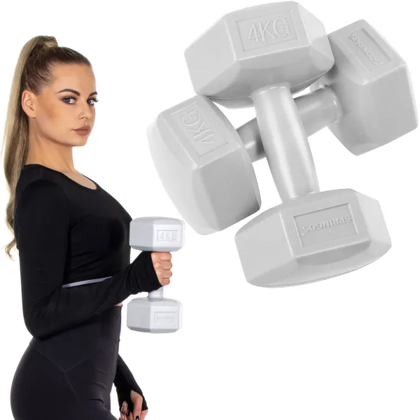 Sešstūra hanteles Springos FA1035 2 x 4 kg