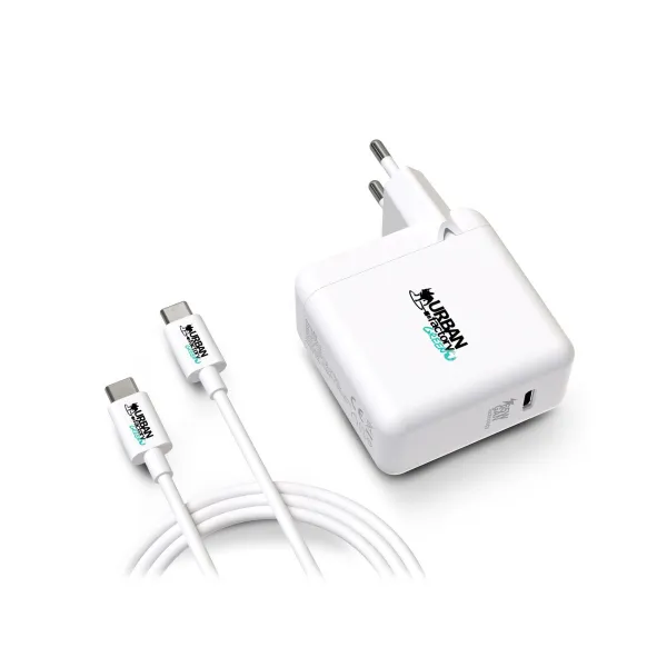 Seinälatu  + USB C Kaapeli Urban Factory GSC65UF Valkoinen