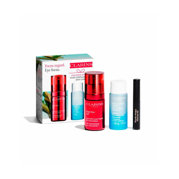 „Clarins Total Eye Lift“ rinkinys 15 ml, „Desm Tp Oil“ 50 ml, „Onder Perfect 4d Black“ blakstienų tušas 3 ml
