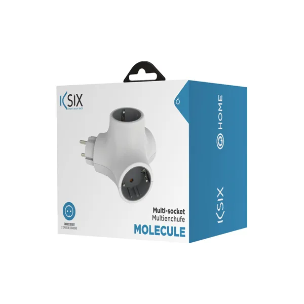 3 lizdų kištukinė dėžutė be maitinimo jungiklio KSIX MOLECULE balta