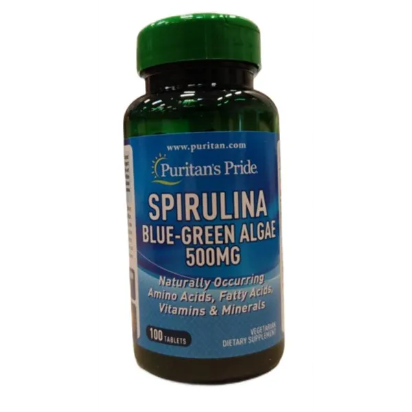 Spirulina mėlynai žali dumbliai, 500 mg - 100 tablečių