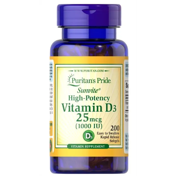 D3-vitamiini, 1000IU - 200 pehmogeeliä