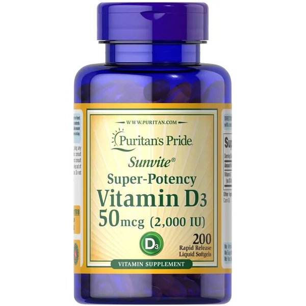 Super-Potency Vitamin D3, 50mcg - 200 softgels