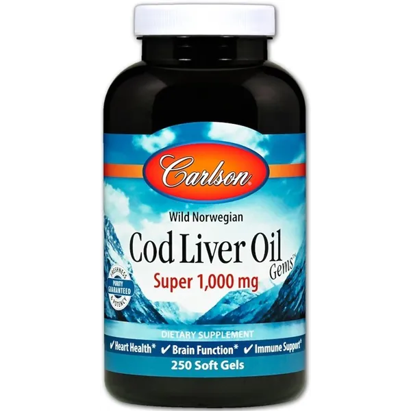 Wild Norwegian Cod Liver Oil Gems, 1000mg - 250 softgels