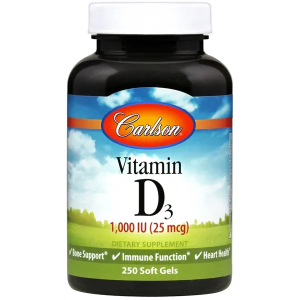 Vitaminas D3, 1000 TV – 250 minkštųjų gelių