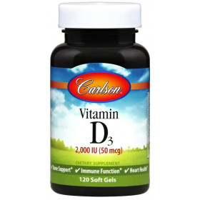 Vitaminas D3, 2000 TV – 120 minkštųjų gelių