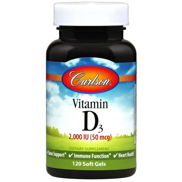 Vitaminas D3, 2000 TV – 120 minkštųjų gelių