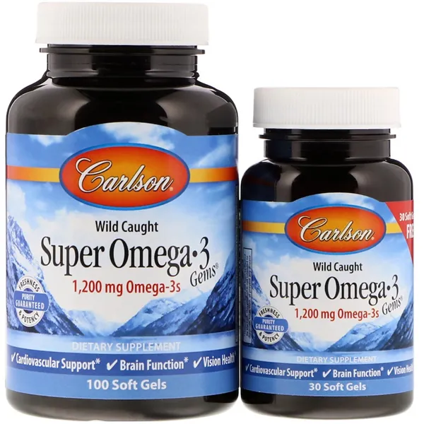 Wild Caught Super Omega-3 Gems, 1200mg - 100 + 30 softgels