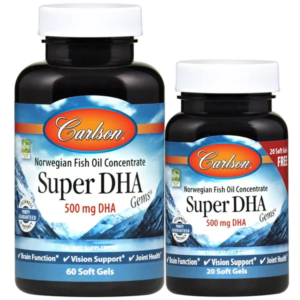 Super DHA dārgakmeņi, 500 mg - 60 + 20 mīkstās želejas