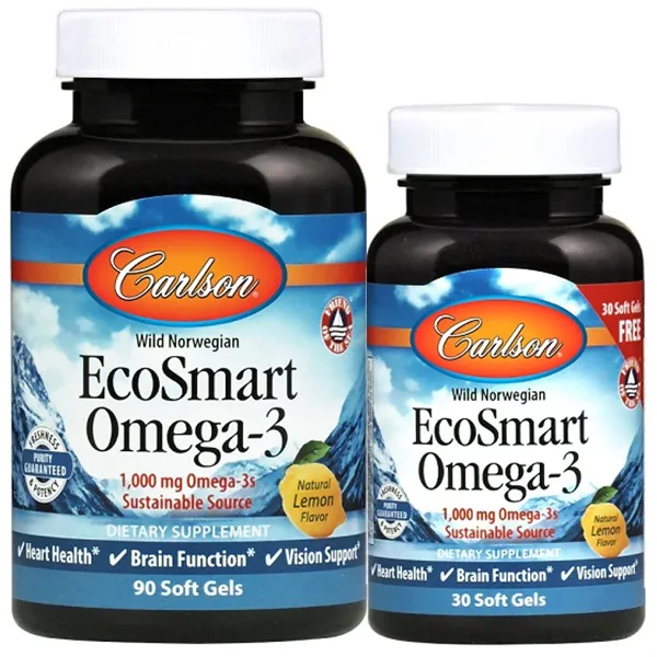 Smart Omega-3, 1000 мг, натуральный лимон - 90 + 30 мягких капсул