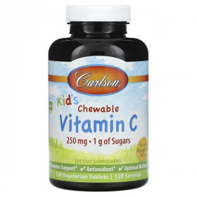 Детский жевательный витамин С, 250 мг, натуральный мандарин - 120 вегетарианских таблеток
