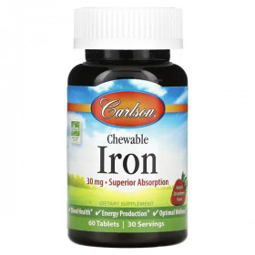 Chewable Iron, 30mg Strawberry - 60 tablets