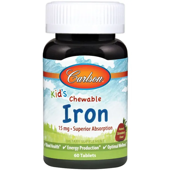 Kid's Chewable Iron, 15mg Strawberry - 60 tablets