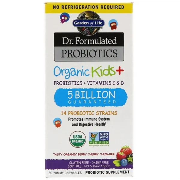 Dr. Formulated Probiotics Kids+, ogu un ķiršu - 30 košļājamās tabletes