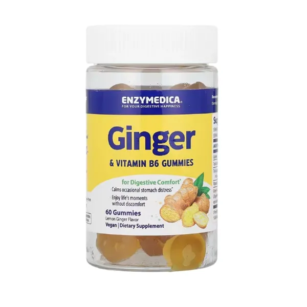 Ginger & Vitamin B6 Gummies, Lemon Ginger - 60 gummies