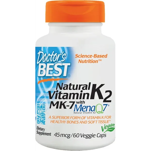 Natūralus vitaminas K2 MK7 su MenaQ7, 45 mcg - 60 v kapsulių