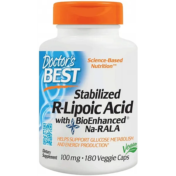 Stabilizuota R-lipoinė rūgštis su Na-RALA, 100 mg - 180 v kapsulių