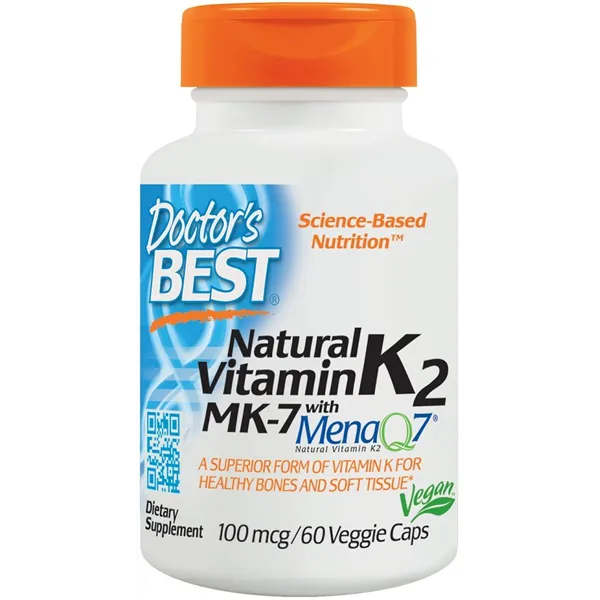 Natural Vitamin K2 MK7 with MenaQ7, 100mcg - 60 vcaps