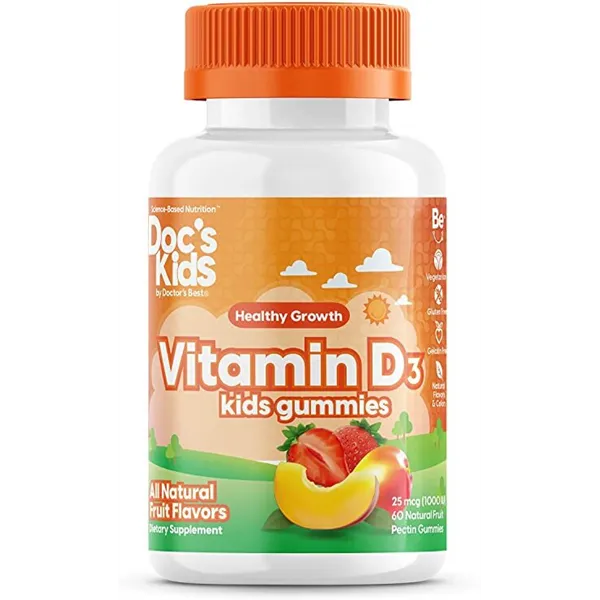 D3-vitamiini lasten nallekarkit, hedelmänmakuisia - 60 nallekarkkia