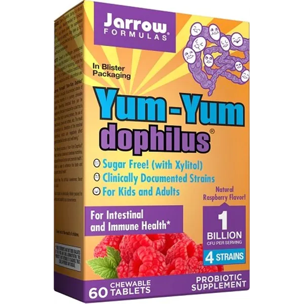Yum-Yum Dophilus, 1 miljards CFU (Aveņu) - 60 košļājamās tabletes