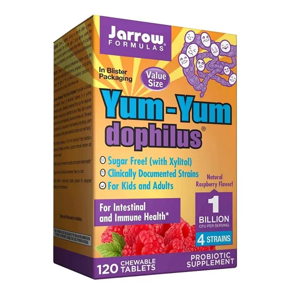 Yum-Yum Dophilus, 1 miljards CFU (aveņu) - 120 košļājamās tabletes