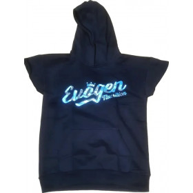 Men's Cap Sleeve Hoodie, Blue Camo Script - Size L