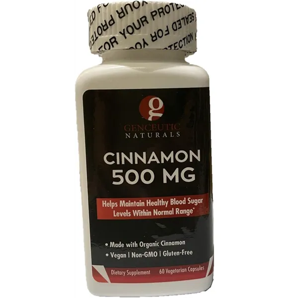 „Genceutic Naturals“ cinamonas, 500 mg – 60 v kapsulių