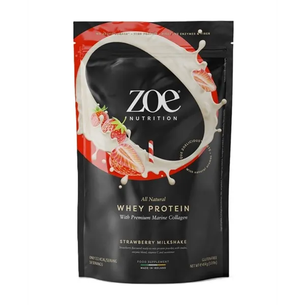 Сывороточный протеин с премиальным морским коллагеном, клубничный молочный коктейль - 454 г