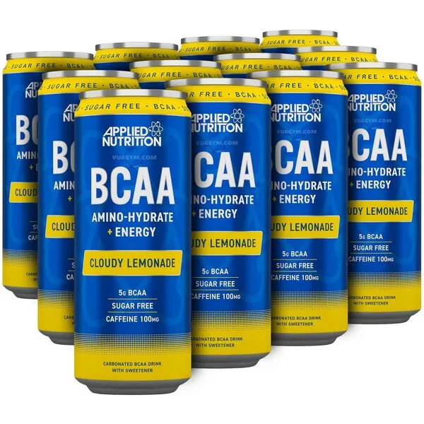 BCAA aminohidrato + energijos skardinės, drumstas limonadas - 12 x 330 ml.