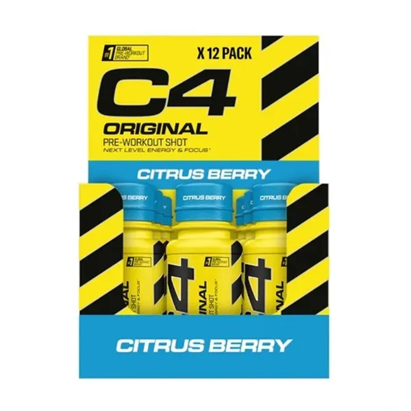 C4 oriģinālā pirmstreniņa deva, citrusaugļu un ogu garša - 12 x 60 ml.
