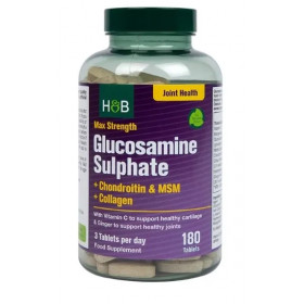 Maksimālas iedarbības glikozamīna sulfāts + hondroitīns un MSM + kolagēns - 180 tabletes
