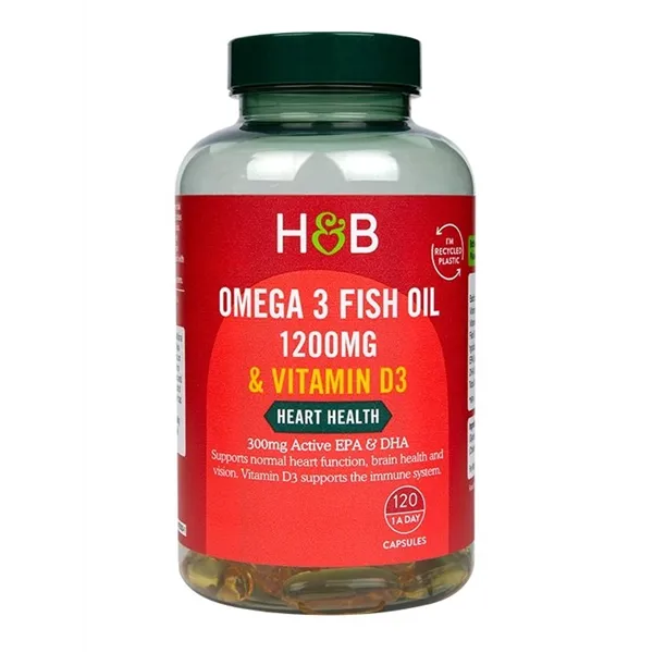 Omega 3 žuvų taukai 1200 mg ir vitaminas D3 - 120 kapsulių