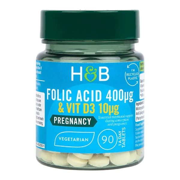 Folic Acid 400mcg, with Vit D3 10mcg - 90 tabs