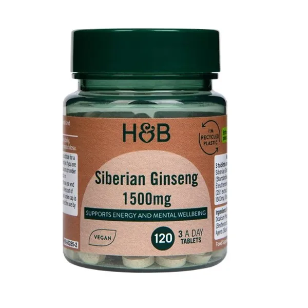 Siperian ginseng, 1500 mg - 120 vegaanista tablettia