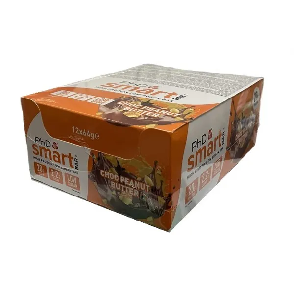 „Smart“ batonėlis, šokoladinis ir žemės riešutų sviesto skonio – 12 x 64 g