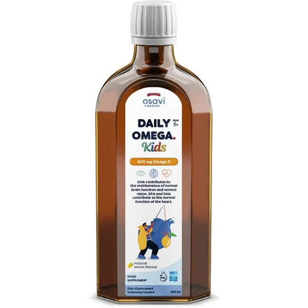 Dienos Omega Kids, 800 mg Omega 3 (natūrali citrina) - 250 ml.