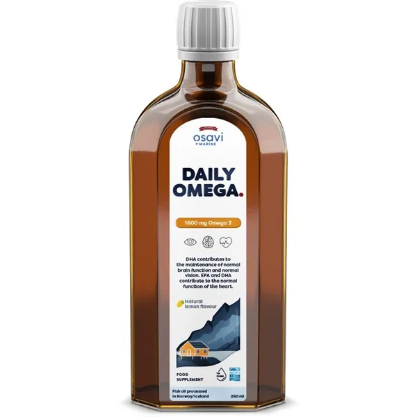 Dienas Omega, 1600 mg Omega 3 (dabīgs citrons) - 250 ml.