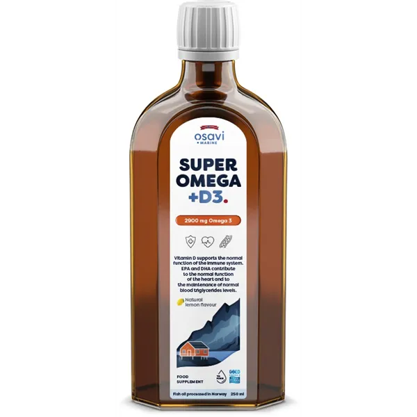 Super Omega + D3, 2900mg Omega 3 (citrina) - 250 ml.