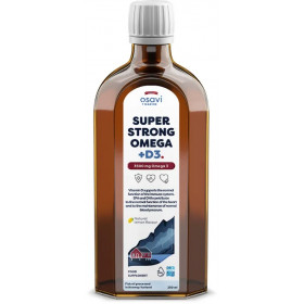 Supervahva Omega + D3, 3500 mg Omega 3 (sitruuna) - 250 ml.